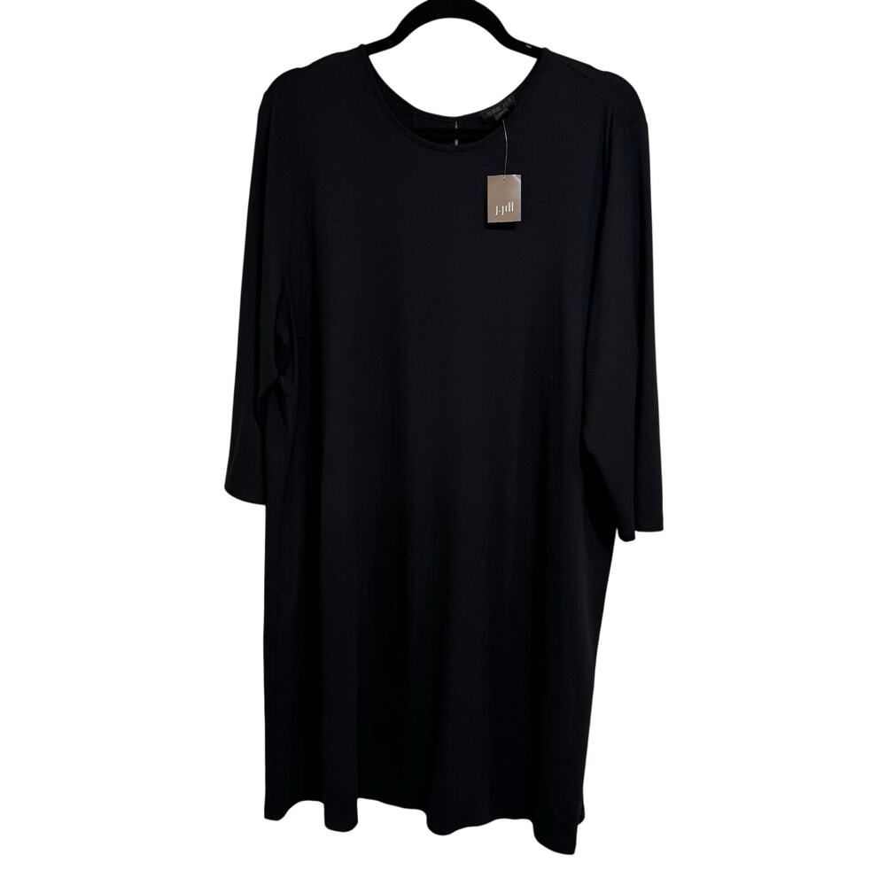 J.Jill Womens Solid Black Wearever 3/4 Sleeve T-Shirt Dress Size XLP Petite